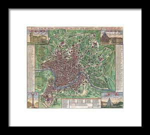 Old 1721 Map Of Rome - Framed Print