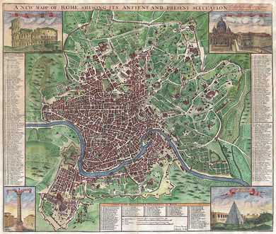 Old 1721 Map Of Rome - Art Print