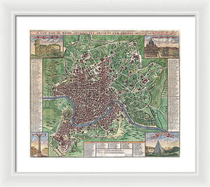 Old 1721 Map Of Rome - Framed Print