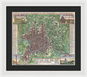 Old 1721 Map Of Rome - Framed Print