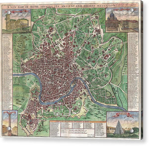 Old 1721 Map Of Rome - Acrylic Print