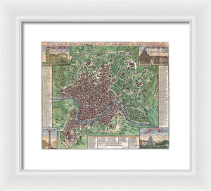 Old 1721 Map Of Rome - Framed Print