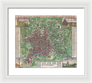 Old 1721 Map Of Rome - Framed Print