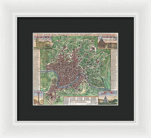 Old 1721 Map Of Rome - Framed Print