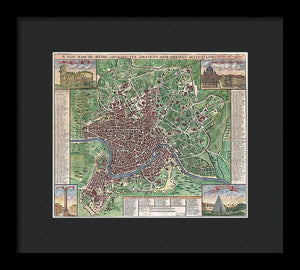 Old 1721 Map Of Rome - Framed Print