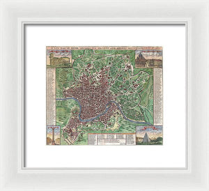 Old 1721 Map Of Rome - Framed Print