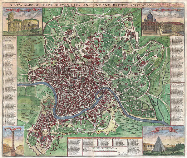 1721 Map Of Rome - Art Print