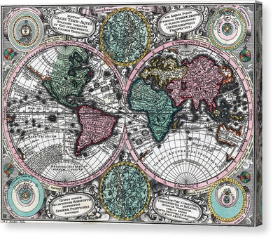 Old 1744 Map Of The World - Canvas Print