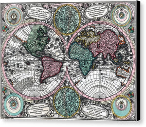 Old 1744 Map Of The World - Canvas Print