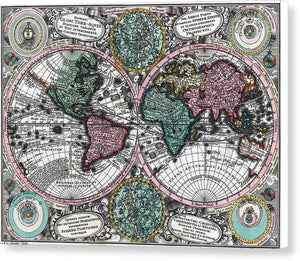 Old 1744 Map Of The World - Canvas Print