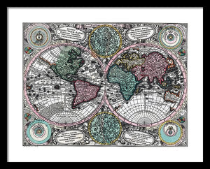 Old 1744 Map Of The World - Framed Print