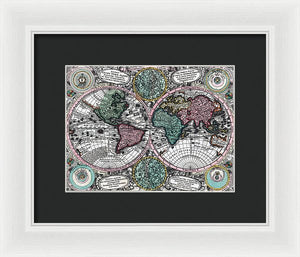 Old 1744 Map Of The World - Framed Print