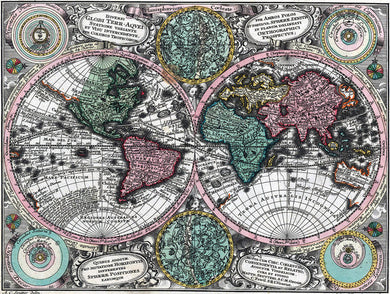 Old 1744 Map Of The World - Art Print