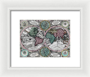 Old 1744 Map Of The World - Framed Print