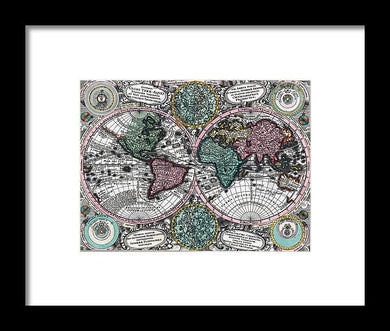 Old 1744 Map Of The World - Framed Print