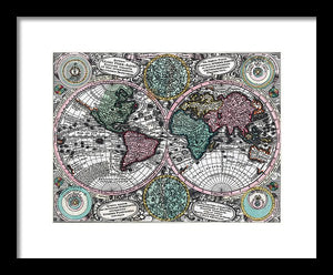 Old 1744 Map Of The World - Framed Print