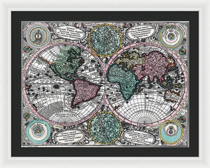 Old 1744 Map Of The World - Framed Print