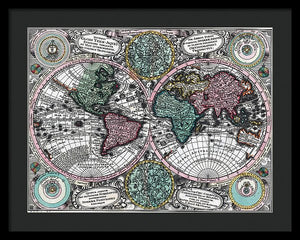 Old 1744 Map Of The World - Framed Print