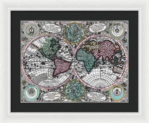 Old 1744 Map Of The World - Framed Print