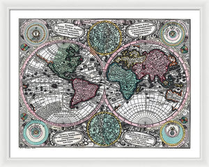 Old 1744 Map Of The World - Framed Print