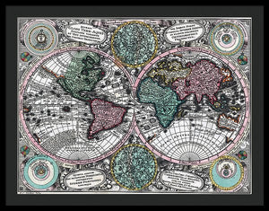 Old 1744 Map Of The World - Framed Print