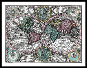 Old 1744 Map Of The World - Framed Print