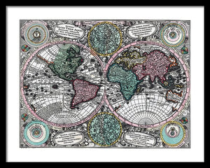 Old 1744 Map Of The World - Framed Print