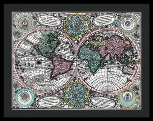 Old 1744 Map Of The World - Framed Print