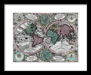 Old 1744 Map Of The World - Framed Print