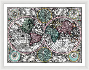 Old 1744 Map Of The World - Framed Print