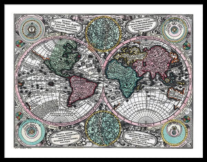 Old 1744 Map Of The World - Framed Print