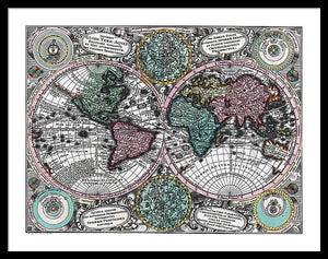 Old 1744 Map Of The World - Framed Print