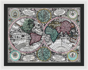 Old 1744 Map Of The World - Framed Print