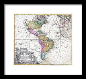 Old Map Of The Americas 1746 - Framed Print