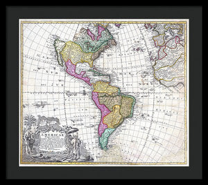 Old Map Of The Americas 1746 - Framed Print