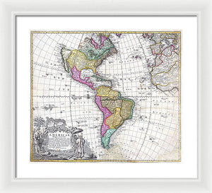 Old Map Of The Americas 1746 - Framed Print