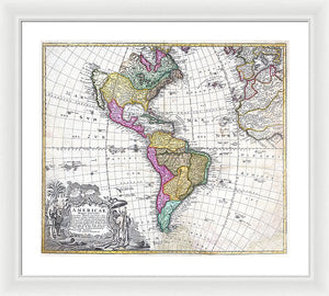 Old Map Of The Americas 1746 - Framed Print