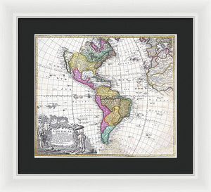 Old Map Of The Americas 1746 - Framed Print