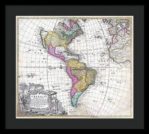 Old Map Of The Americas 1746 - Framed Print