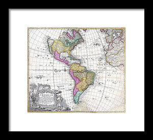 Old Map Of The Americas 1746 - Framed Print