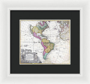 Old Map Of The Americas 1746 - Framed Print