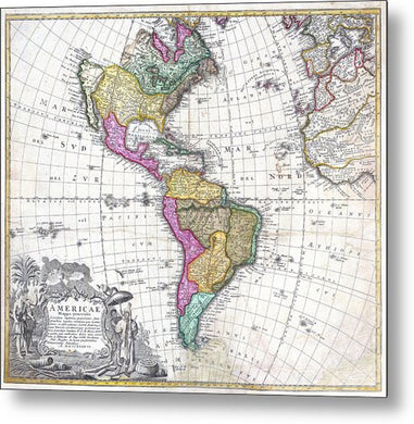 1746 Map Of The Americas - Metal Print