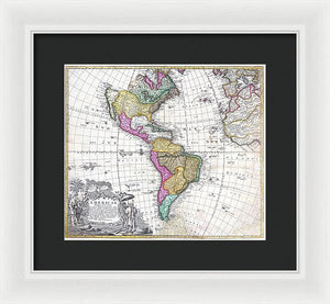 Old Map Of The Americas 1746 - Framed Print