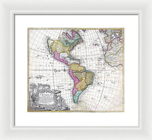 Old Map Of The Americas 1746 - Framed Print