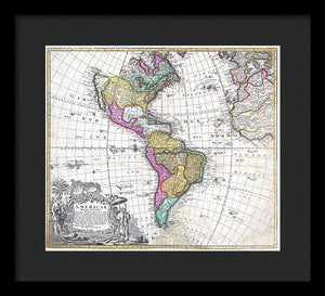 Old Map Of The Americas 1746 - Framed Print