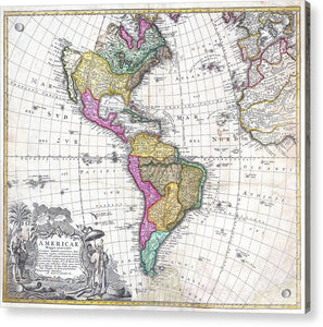 Old Map Of The Americas 1746 - Acrylic Print