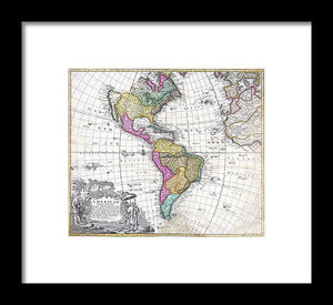 Old Map Of The Americas 1746 - Framed Print