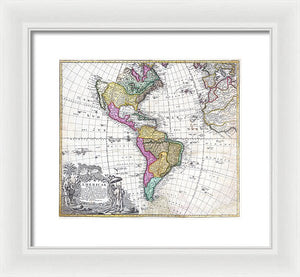 Old Map Of The Americas 1746 - Framed Print