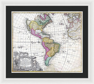 Old Map Of The Americas 1746 - Framed Print