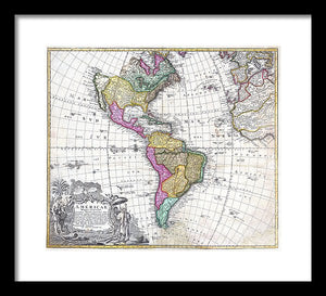 Old Map Of The Americas 1746 - Framed Print